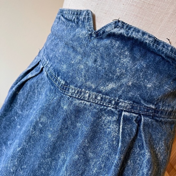 Vintage Y2K Acid Washed Denim Midi Skirt Bleached Western Boho Festival - Picture 4 of 7
